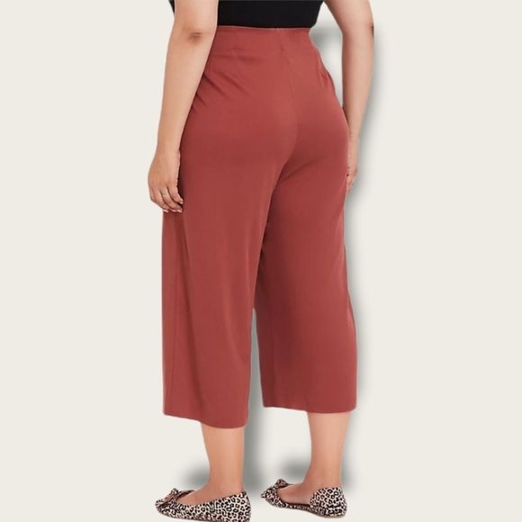 Torrid Brick Red Twill Button Fly Wide Leg Culotte Pant Size 18 - Picture 5 of 10